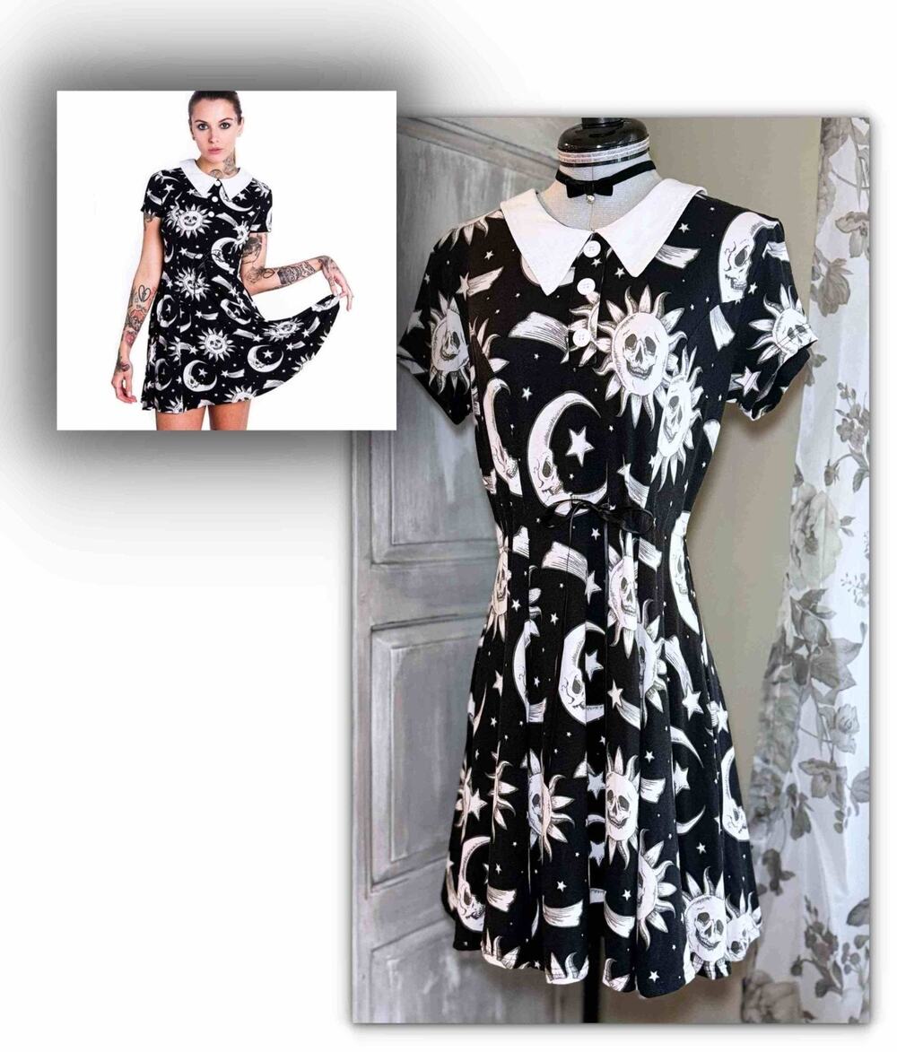 Killstar Kill Star Cozmic Death Skater Mini Dress Sun Moon Size M Mall Goth Punk